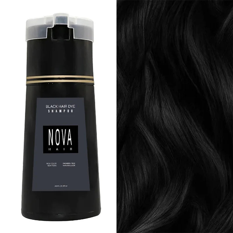 Nova Hair Dyeing Hair Care Shampoo 3-In-1 Natural Fast White Hair Dyed Black Hair Dye Lasting Convenience Men Women Hair Care