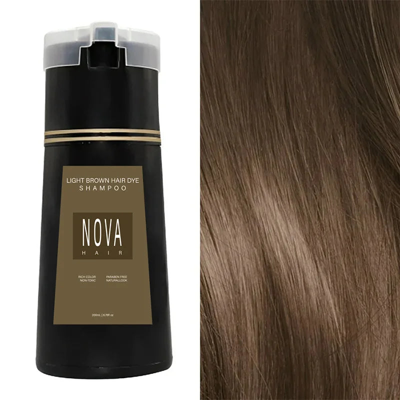 Nova Hair Dyeing Hair Care Shampoo 3-In-1 Natural Fast White Hair Dyed Black Hair Dye Lasting Convenience Men Women Hair Care
