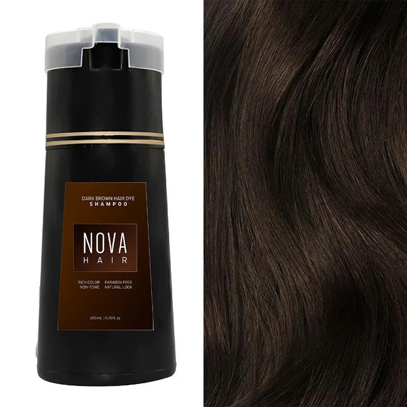 Nova Hair Dyeing Hair Care Shampoo 3-In-1 Natural Fast White Hair Dyed Black Hair Dye Lasting Convenience Men Women Hair Care