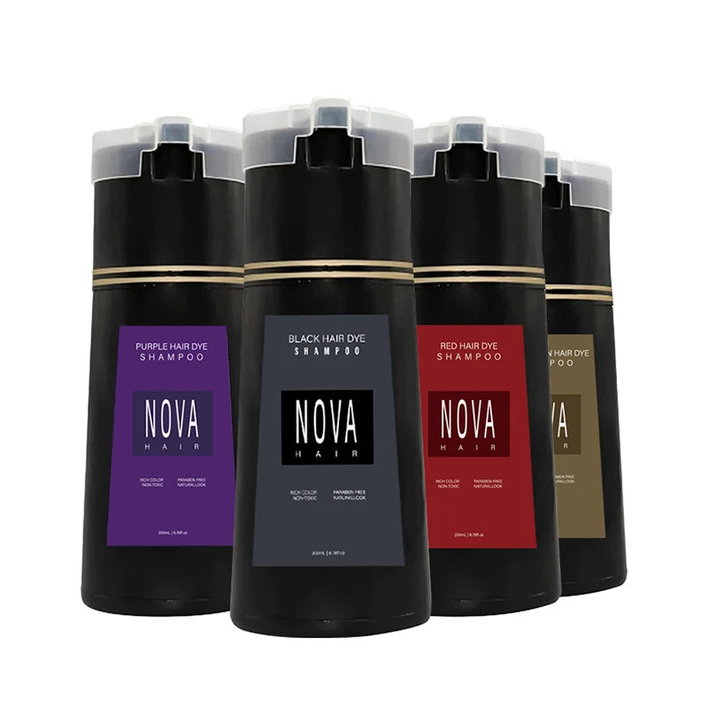 Nova Hair Dyeing Hair Care Shampoo 3-In-1 Natural Fast White Hair Dyed Black Hair Dye Lasting Convenience Men Women Hair Care
